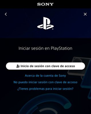 Pantalla de inicio de sesión en la que se muestra la opción “Iniciar sesión con clave de acceso”
