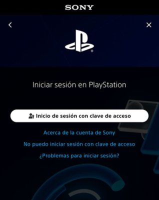 Pantalla de inicio de sesión en la que se muestra la opción "Inicio de sesión con clave de acceso"