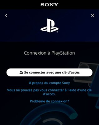 Écran de connexion affichant l'option "Se connecter avec une clé d'identification"