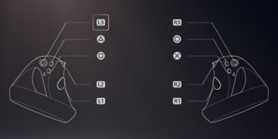 Interface utilisateur de la PS5 montrant l’attribution des touches pour les manettes de jeu PS VR2 Sense.