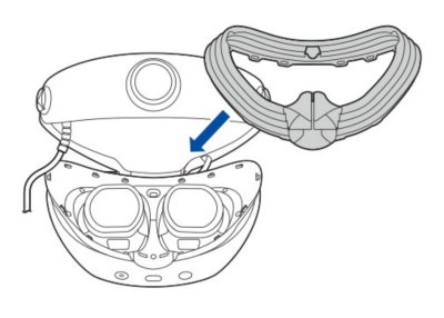 PSVR2 headset with the light shield being attached.