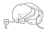 Placering af PS VR2-headsettets tænd/sluk-knap.