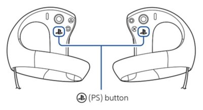 ตำแหน่งของปุ่ม PS บนคอนโทรลเลอร์ PSVR2 Sense ทั้งสำหรับมือซ้ายและขวา