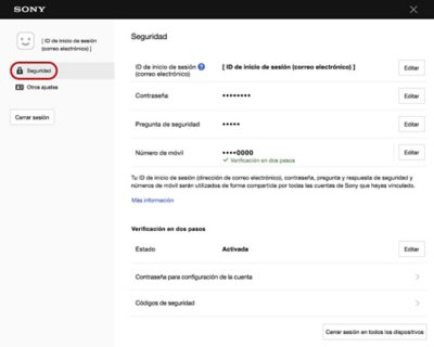 Configuración de seguridad al iniciar sesión en una cuenta en un navegador web.