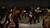Capture d'écran de SURV1V3 – un groupe de personnages tire sur des zombies