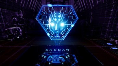 System Shock 스크린샷, 컴퓨터 터미널을 사용하는 플레이어