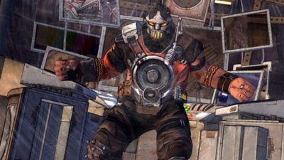 Tales from the Borderlands – zrzut ekranu przedstawiający Rhysa trzymającego robotyczne ramię w górze, na co patrzy Fiona