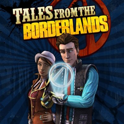 Cover art for New Tales from the Borderlands showing a robot holding a Psycho mask