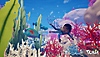 Tchia umetnički prikaz heroja koji prikazuje glavnog lika koji pliva u sceni ispod vode