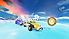 Capture d'écran de Team Sonic Racing montrant Tails dans une voiture jaune sur un circuit gelé