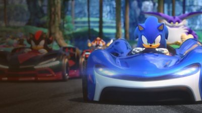 Team Sonic Racing στιγμιότυπο οθόνης που απεικονίζει τον Sonic να ετοιμάζεται για τον αγώνα