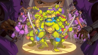 صورة فنية لإحدى الشخصيات الرئيسية في Teenage Mutant Ninja Turtles:Shredder's Revenge.