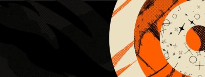 Crunchyroll background art featuring the gray, black and orange Crunchyroll colors.