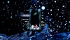 لقطة شاشة من Tetris Effect Connected يظهر بها عرض لتجربة لعب مع خلفية من الجبال تعلوها سماء مليئة بالنجوم التي تتحرك دائريًا