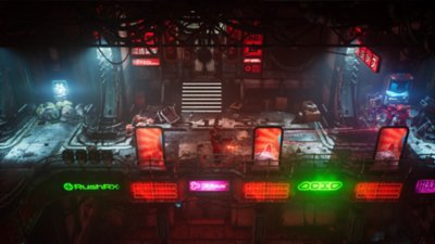 The Ascent screenshot showing a scene in a cyberpunk city