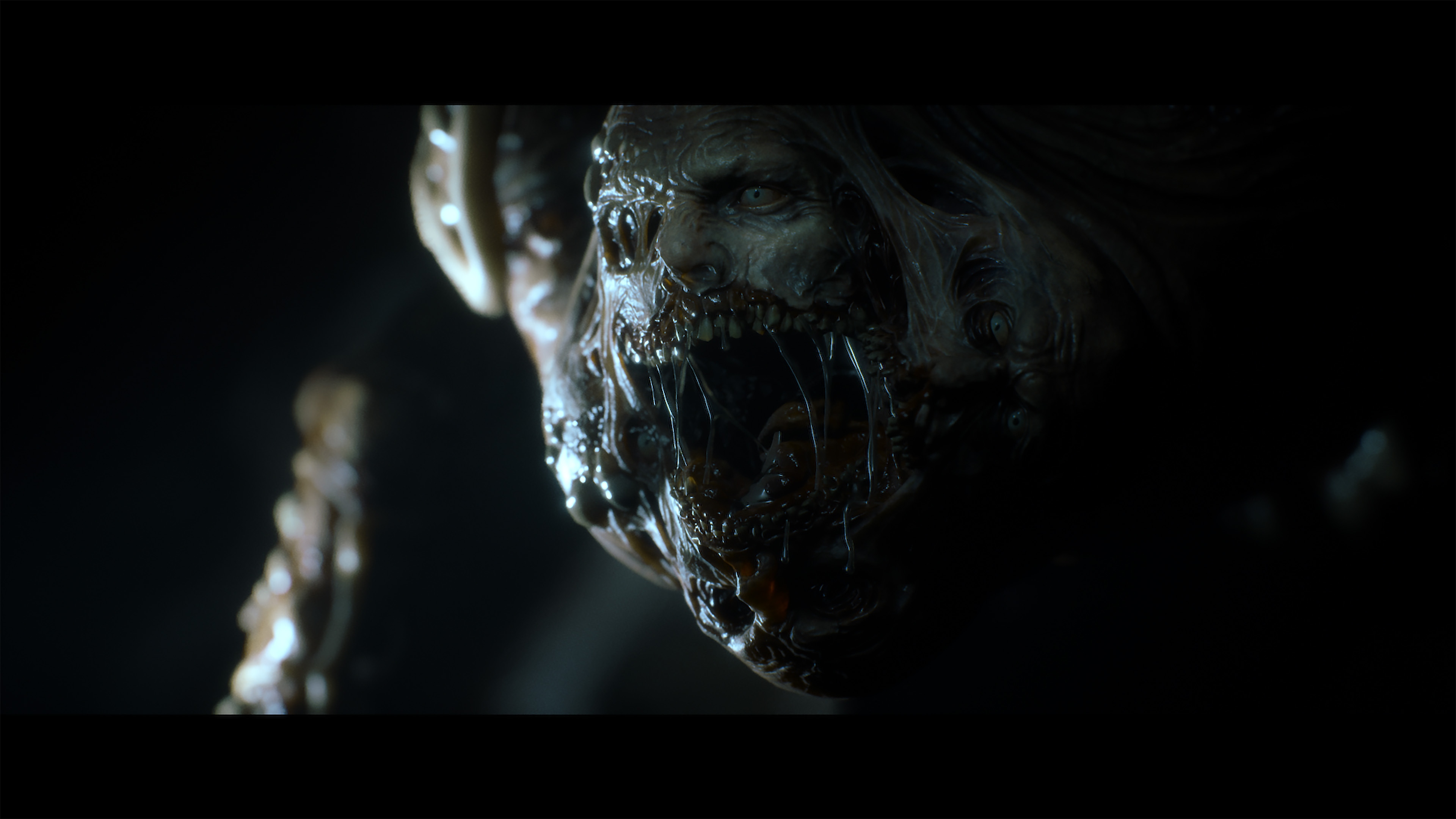 Captura de pantalla de The Callisto Protocol con un enemigo horrible y monstruoso