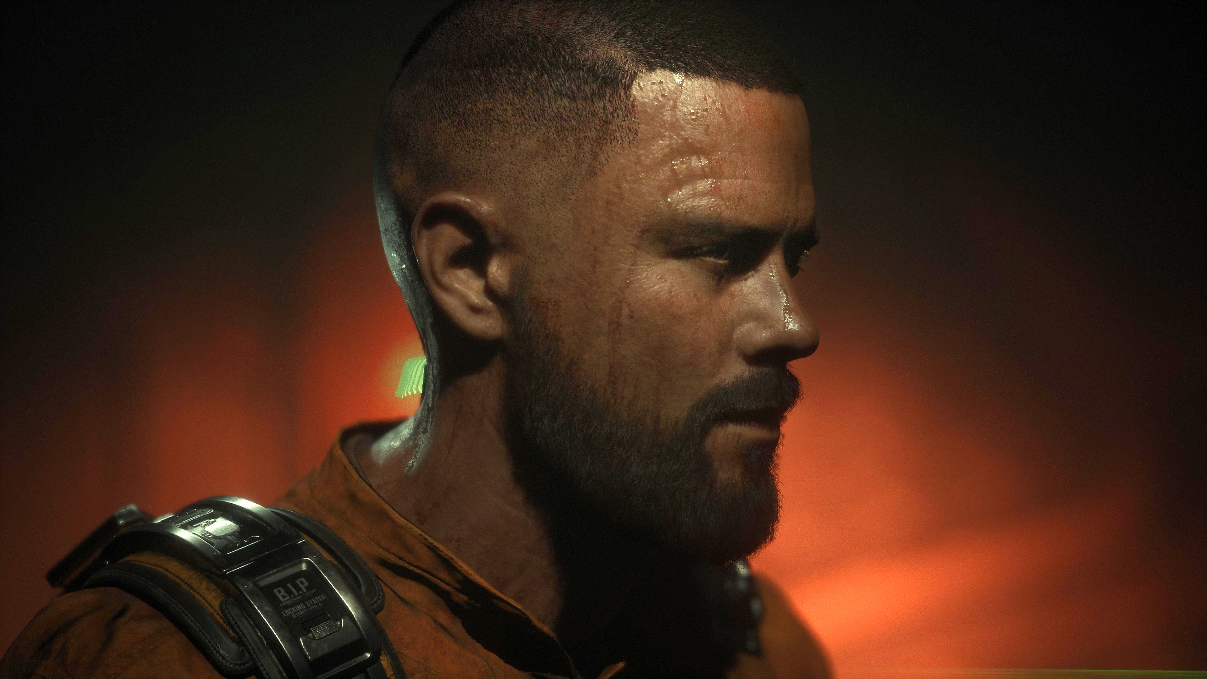 Snímka obrazovky z hry The Callisto Protocol zobrazujúca hlavnú postavu Jacoba Leeho