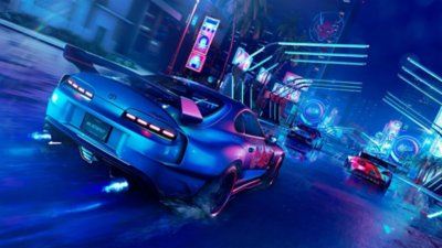 The Crew Motorfest – skjermbilde av en blå bil som kjører om natten