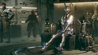 The First Descendant screenshot featuring a character in armor sitting down