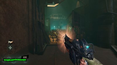 The Foglands screenshot showing a first-person view of combat