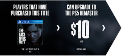 Existing Last Of Us Part 2 owners can upgrade to the PS5 Remaster for $10