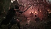《Lords of the Fallen》截屏，显示弓箭手与远处树林里的敌人对峙的场景
