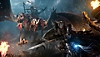 Captura de pantalla de Lords of the Fallen que muestra a un caballero en guardia contra una bestia de tres cabezas.