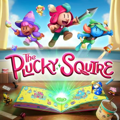 Arte promocional de The Plucky Squire con personajes saltando