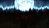 Image d'arrière-plan de The Quarry montrant une pleine lune illuminant une forêt