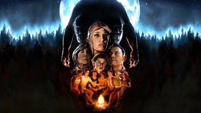 The Quarry key artwork showing characters faces in front of a full moon