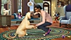 Ljubitelji ljubljenčkov – posnetek zaslona lika, ki se igra s psom.