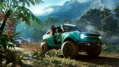 The Crew Motorfest screenshot showing a four-wheel vehicle in a jungle-like environment