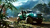 لقطة شاشة للعبة The Crew Motorfest تعرض سيارة برونكو ذات الدفع الرباعي في وسط غابة مطيرة.