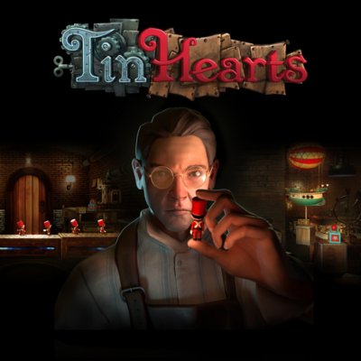 Tin Hearts key art showign a character holding a small figurine. 