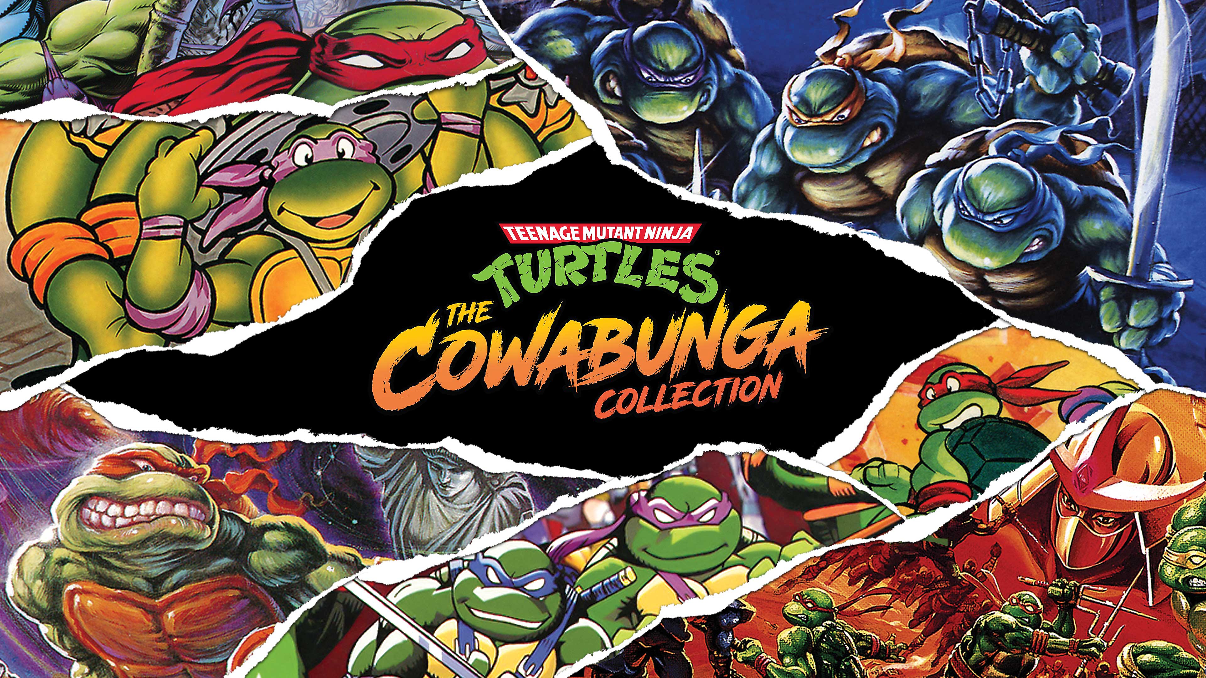 Imagem em colagem de Teenage Mutant Ninja Turtles Collection mostrando as Tartarugas