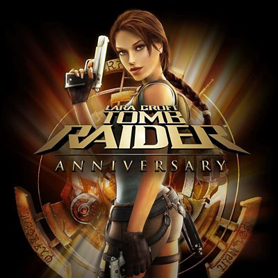 tomb raider anniversary store art showing lara croft while holding weapon