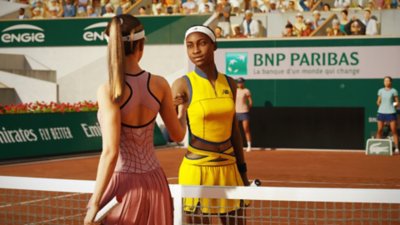 Captura de pantalla de TopSpin 2K25 de la jugadora profesional Coco Gauff