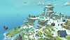 Captura de pantalla de Townsmen VR que muestra un paisaje isleño nevado