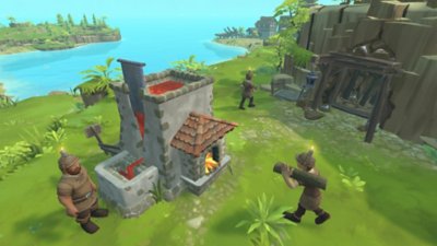 Townsmen VR screenshot showing villagers working