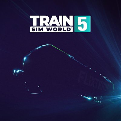 Arte de tienda de Train Sim World que muestra la silueta del tren con un fondo azul