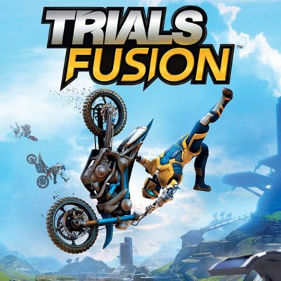Trials Fusion borítógrafika – motorozó emberek a levegőben.