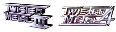 twisted metal III and twisted metal 4 logos in grey