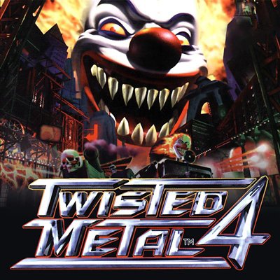 twisted metal 4 store art featuring logo and the clown