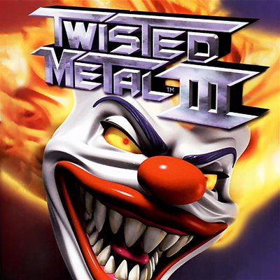 twisted metal III store art featuring logo and the clown