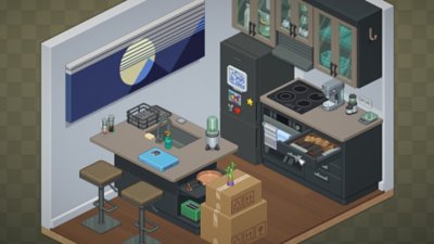 Unpacking screenshot featuring a kitchen scene