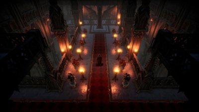 V Rising screenshot showing a gothic interior 