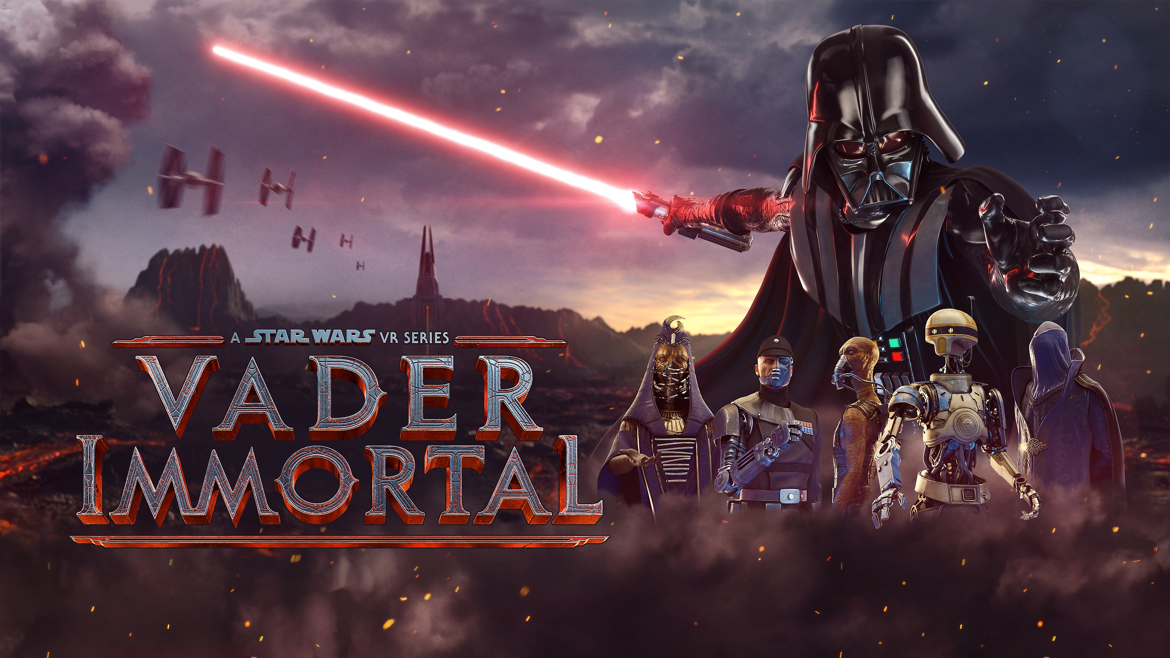 Darth Vader de Vader Immortal (VR) empuñando un sable de luz