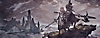 Valkyrie Elysium-képernyőkép, amelyen két szereplő áll egy sziklán. A távolban egy kastély látható felhős égbolt alatt