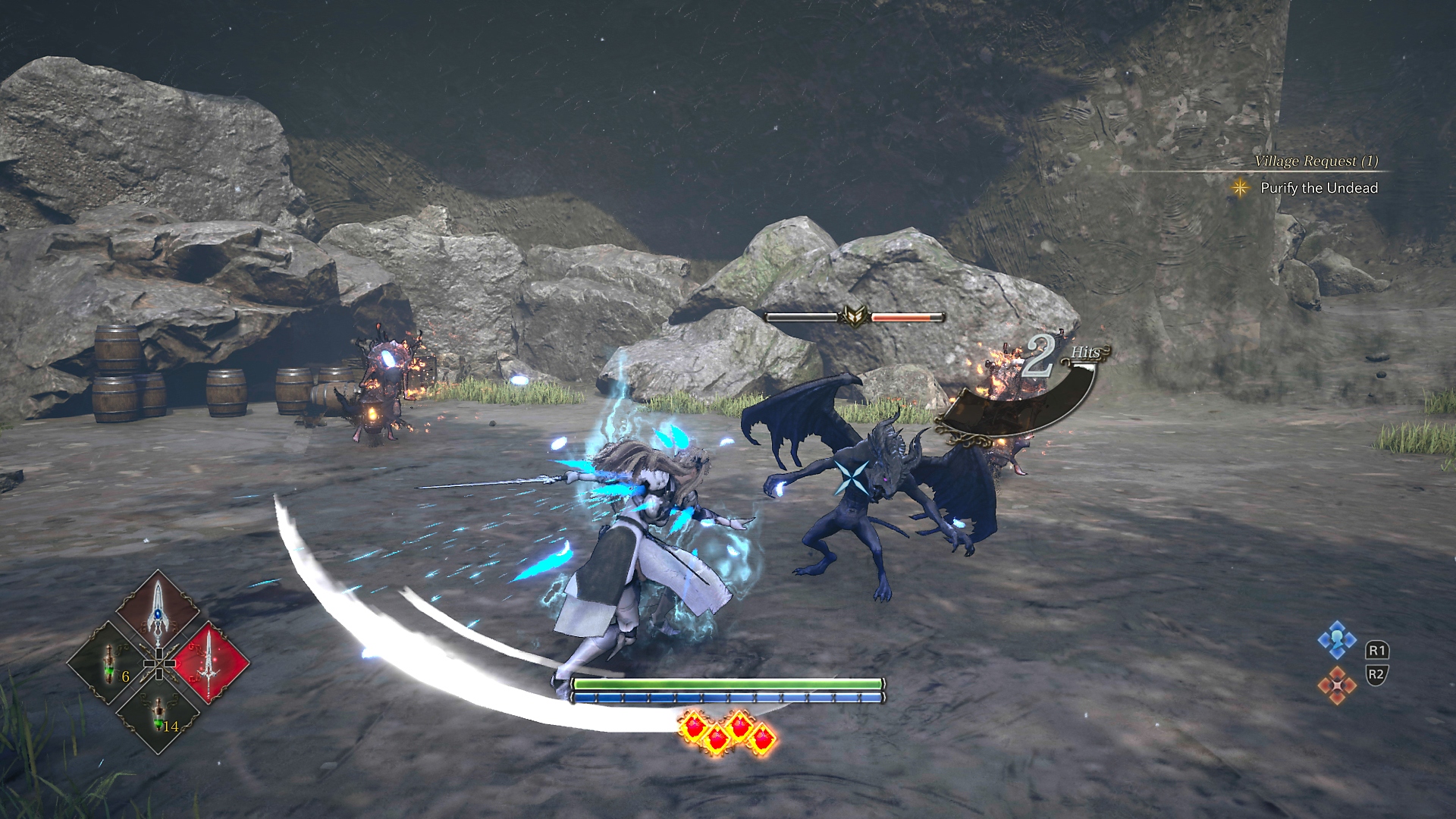 Captura de pantalla de Valkyrie Elysium que muestra combate