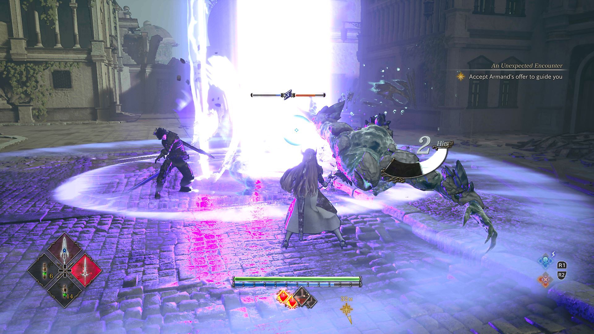 Istantanea della schermata di Valkyrie Elysium che mostra un combattimento